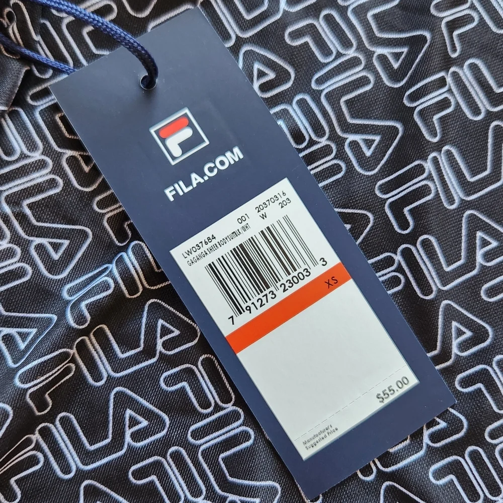 NWT Fila "Gaganga Sheer Bodysuit" Black White Mock Neck | Women's Size XS - Picture 8 of 11